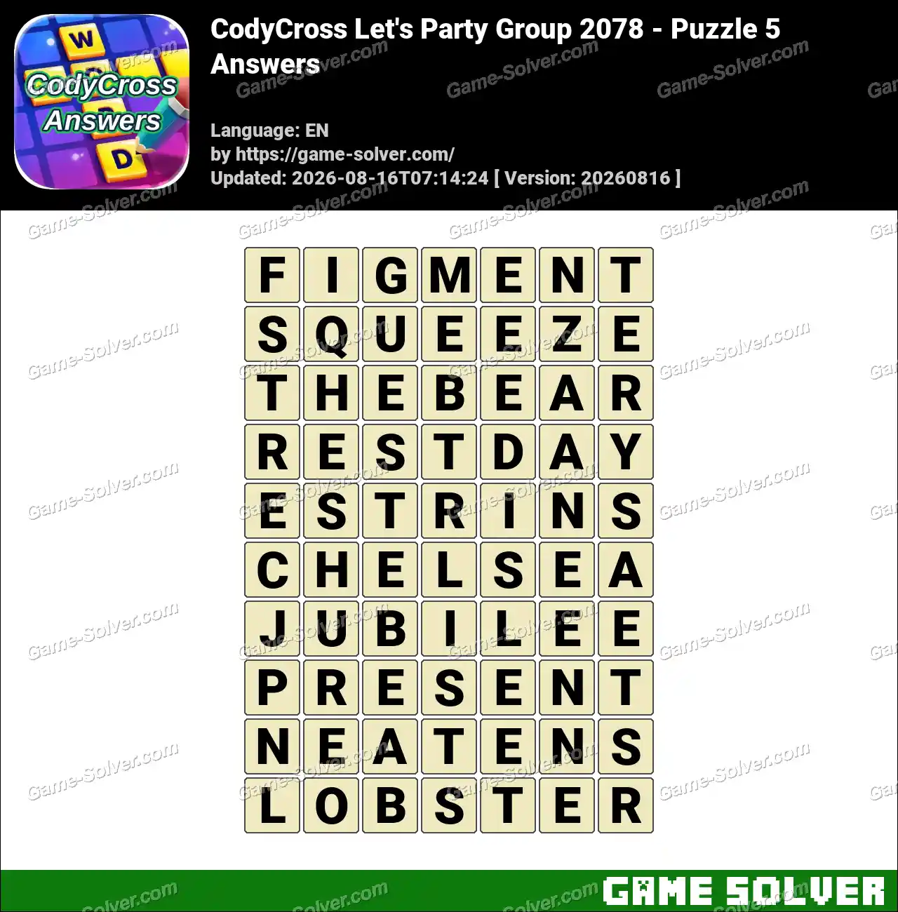 CodyCross Let’s Party Group 2078 – Puzzle 5 Answers